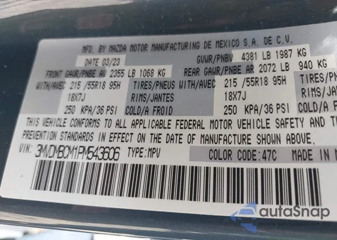 2023 Mazda Cx-30 2.5 S Carbon Edition z USA, uszkodzony, nr VIN 3MVDMBCM1PM543606